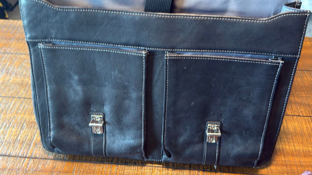 Kenneth Cole Leather Briefcase - Black