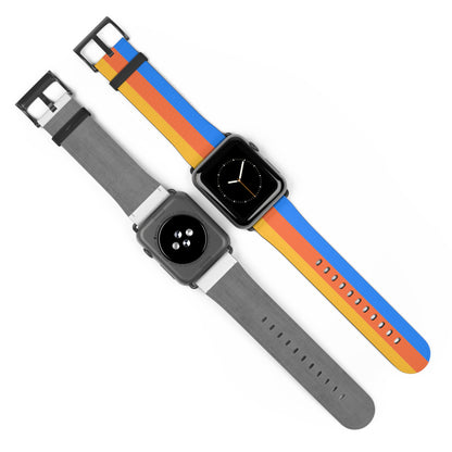 TPB Retro Sunrise Silicone Watch Band — Orange, Red & Blue Stripes