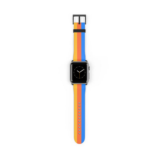 TPB Retro Sunrise Silicone Watch Band — Orange, Red & Blue Stripes