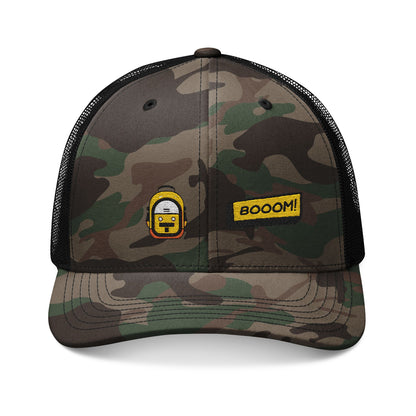 Camo Trucker Hat — Embroidered "BOOOM!"