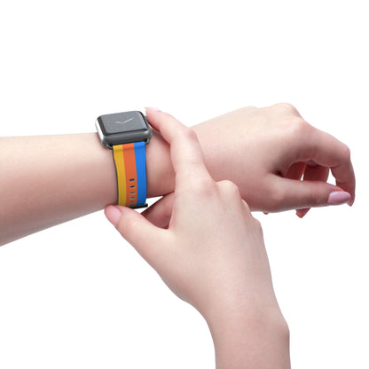 TPB Retro Sunrise Silicone Watch Band — Orange, Red & Blue Stripes