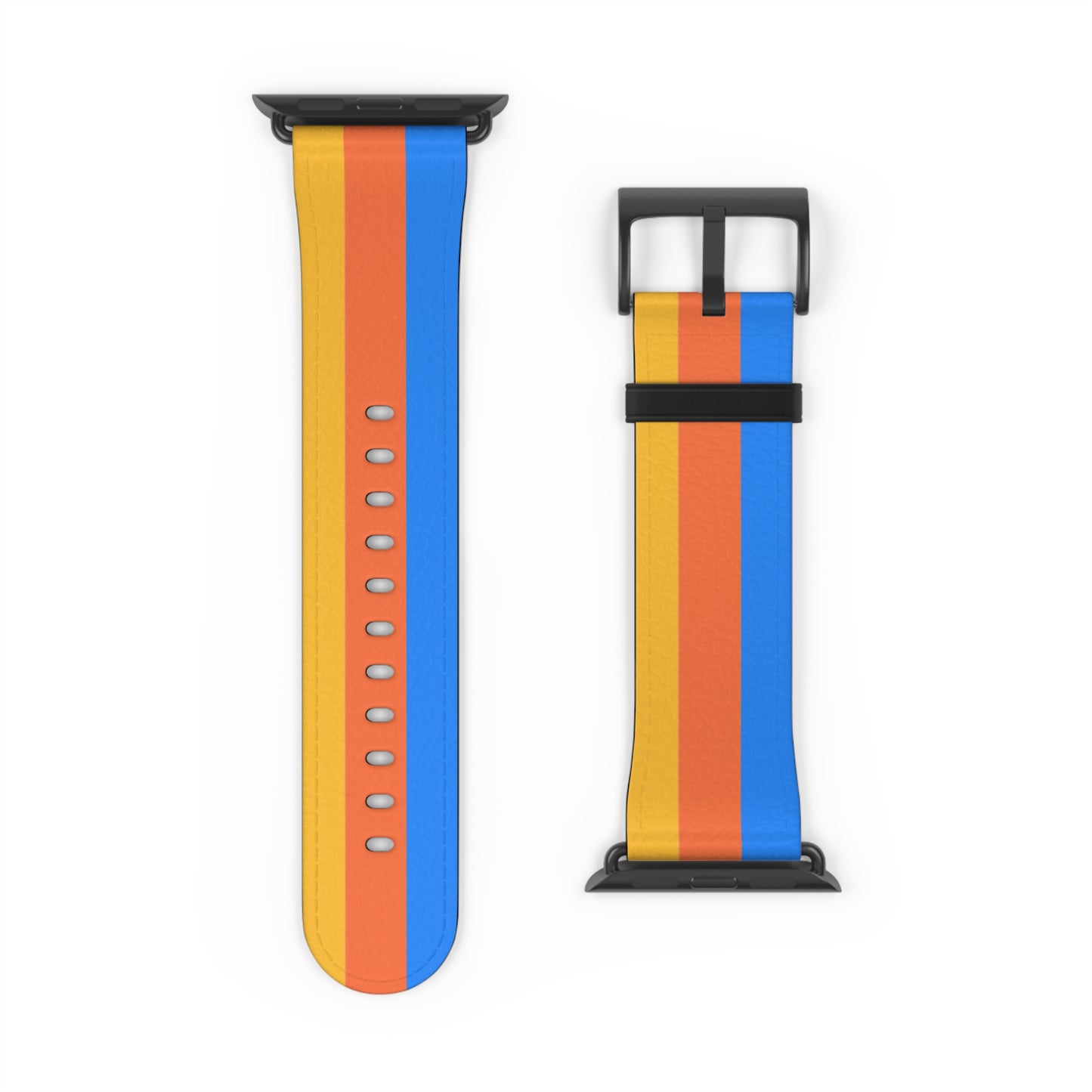 TPB Retro Sunrise Silicone Watch Band — Orange, Red & Blue Stripes