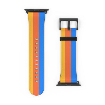 TPB Retro Sunrise Silicone Watch Band — Orange, Red & Blue Stripes
