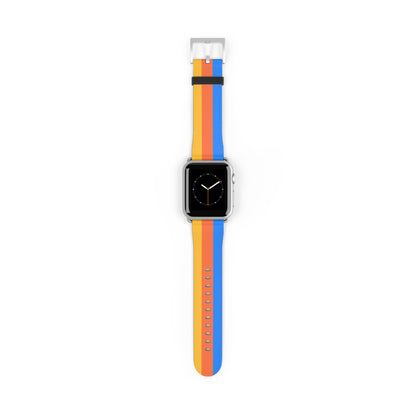 TPB Retro Sunrise Silicone Watch Band — Orange, Red & Blue Stripes