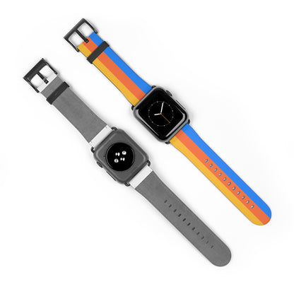 TPB Retro Sunrise Silicone Watch Band — Orange, Red & Blue Stripes