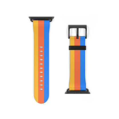 TPB Retro Sunrise Silicone Watch Band — Orange, Red & Blue Stripes