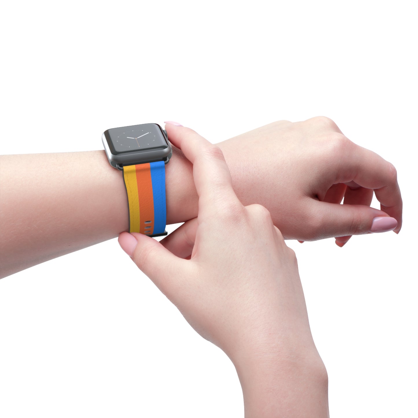 TPB Retro Sunrise Silicone Watch Band — Orange, Red & Blue Stripes