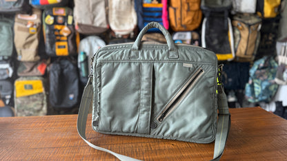 Vintage Harvest Label Briefcase 2 Way Koichi Yamaguchi era Bag - sage green