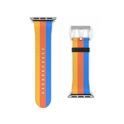 TPB Retro Sunrise Silicone Watch Band — Orange, Red & Blue Stripes