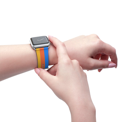 TPB Retro Sunrise Silicone Watch Band — Orange, Red & Blue Stripes