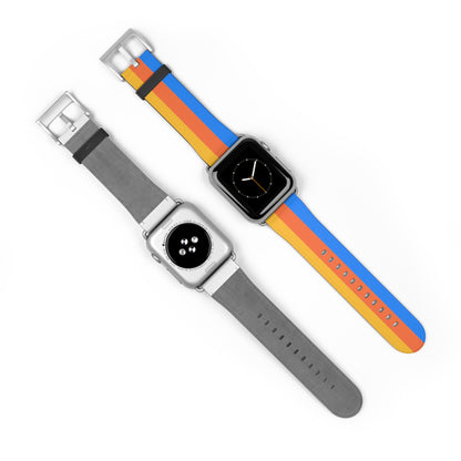 TPB Retro Sunrise Silicone Watch Band — Orange, Red & Blue Stripes