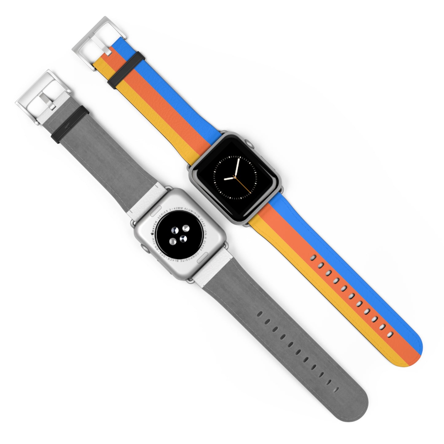 TPB Retro Sunrise Silicone Watch Band — Orange, Red & Blue Stripes