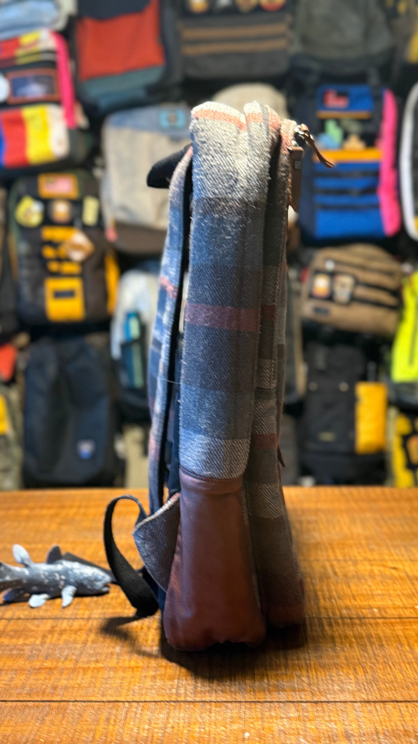 Hex Wool and Leather Slim Laptop Backpack