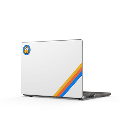 TPB Retro Stripe MacBook Case — Matte White Laptop Cover with Colorful Diagonal Bands