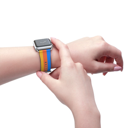 TPB Retro Sunrise Silicone Watch Band — Orange, Red & Blue Stripes
