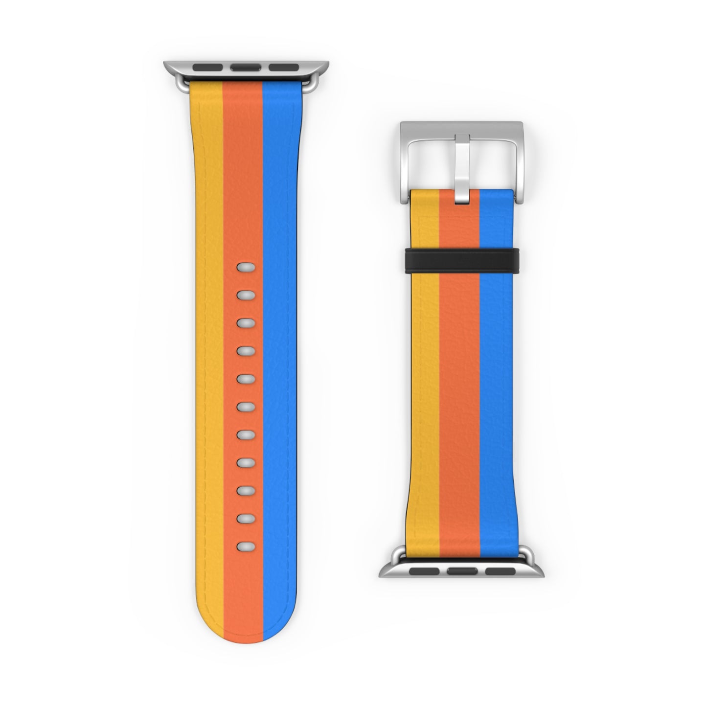 TPB Retro Sunrise Silicone Watch Band — Orange, Red & Blue Stripes