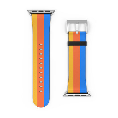 TPB Retro Sunrise Silicone Watch Band — Orange, Red & Blue Stripes