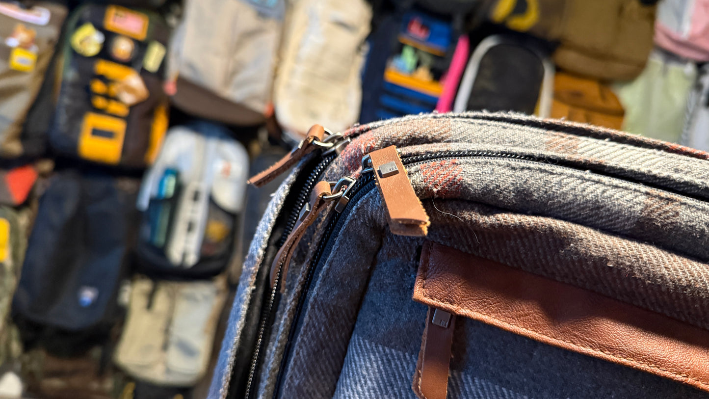 Hex Wool and Leather Slim Laptop Backpack