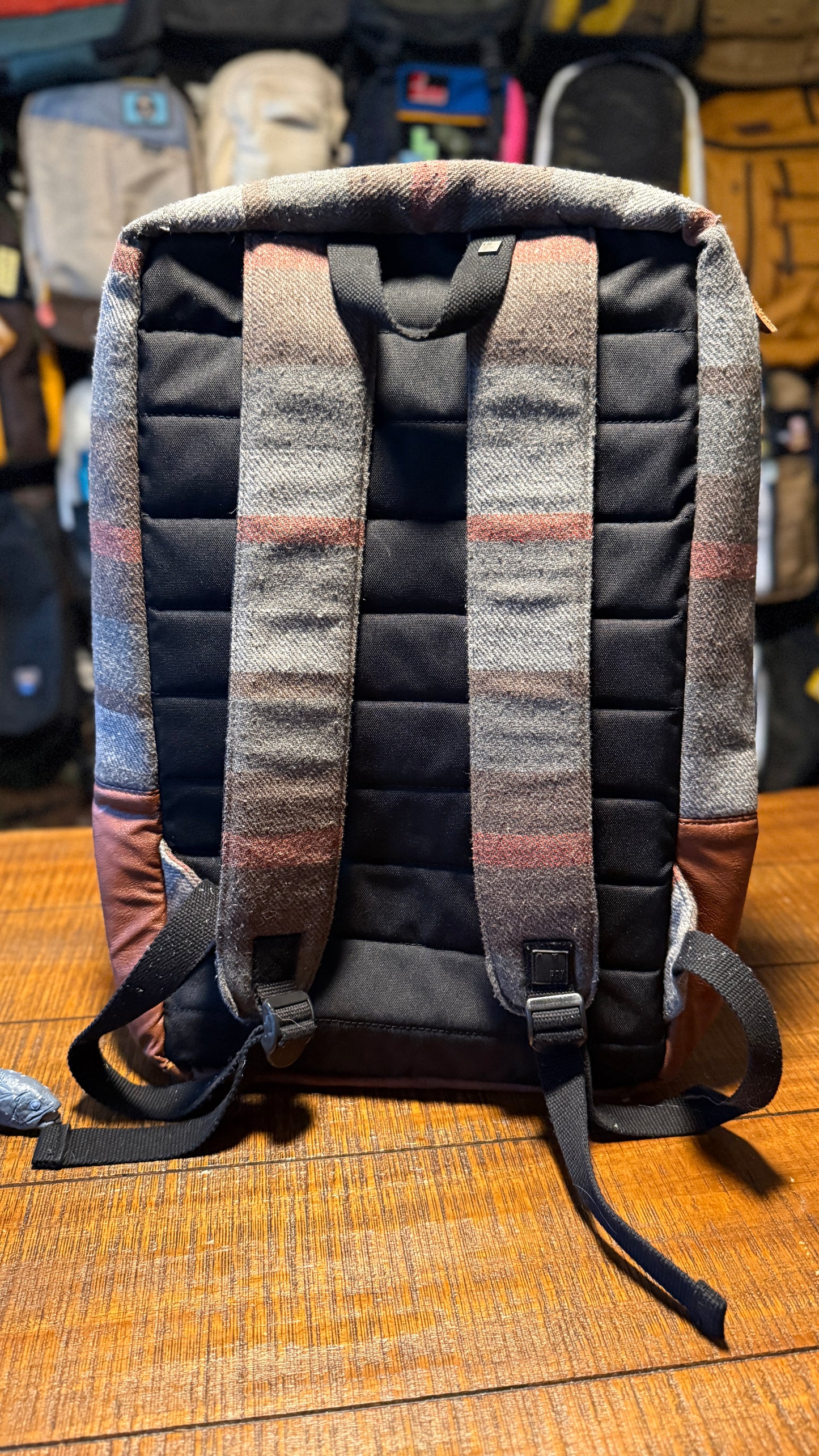 Hex Wool and Leather Slim Laptop Backpack