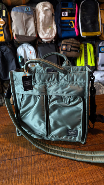 Yoshida Porter & Co PX Tanker Green Crossbody Square Satchel
