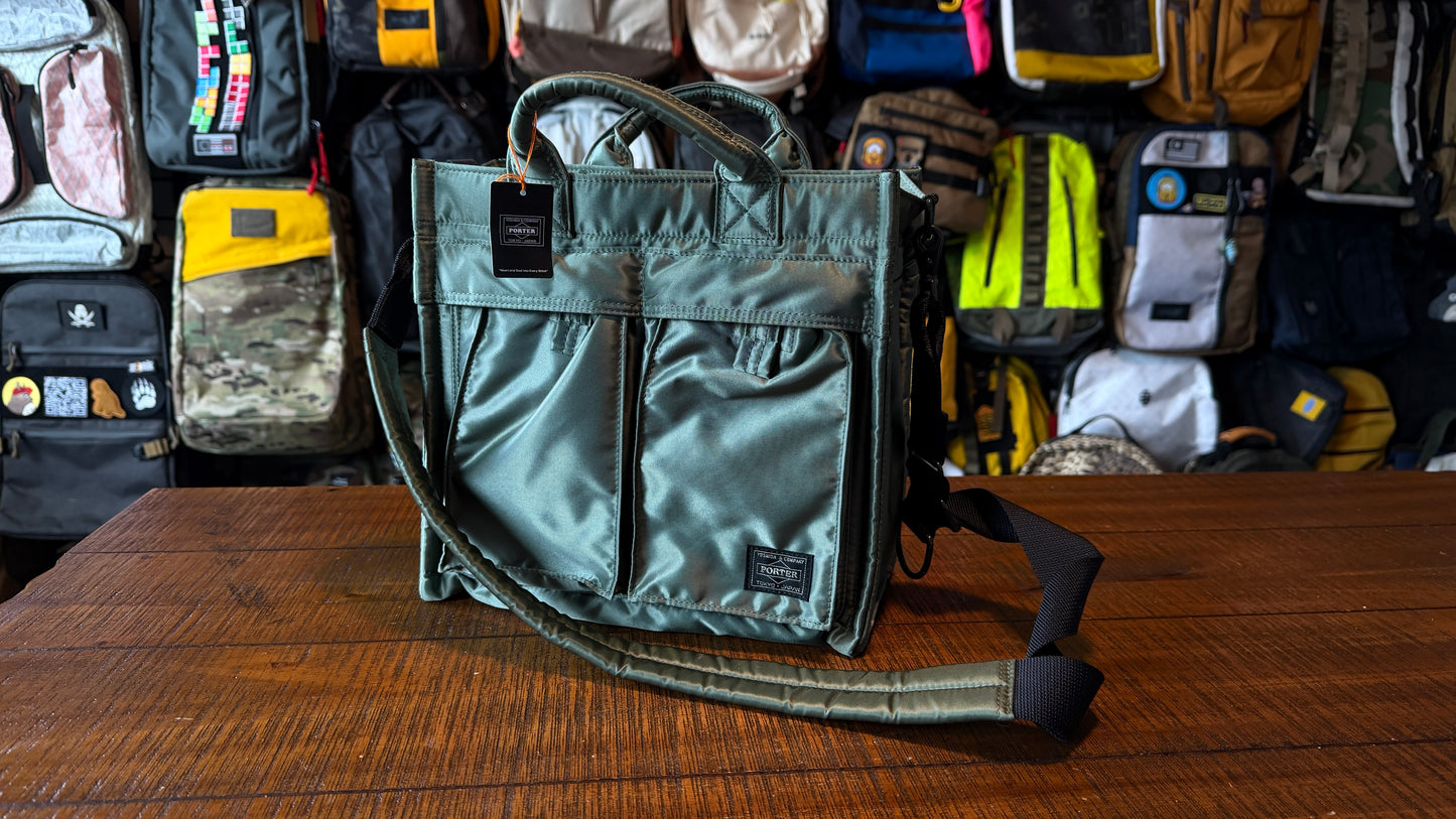 Yoshida Porter & Co PX Tanker Green Crossbody Square Satchel