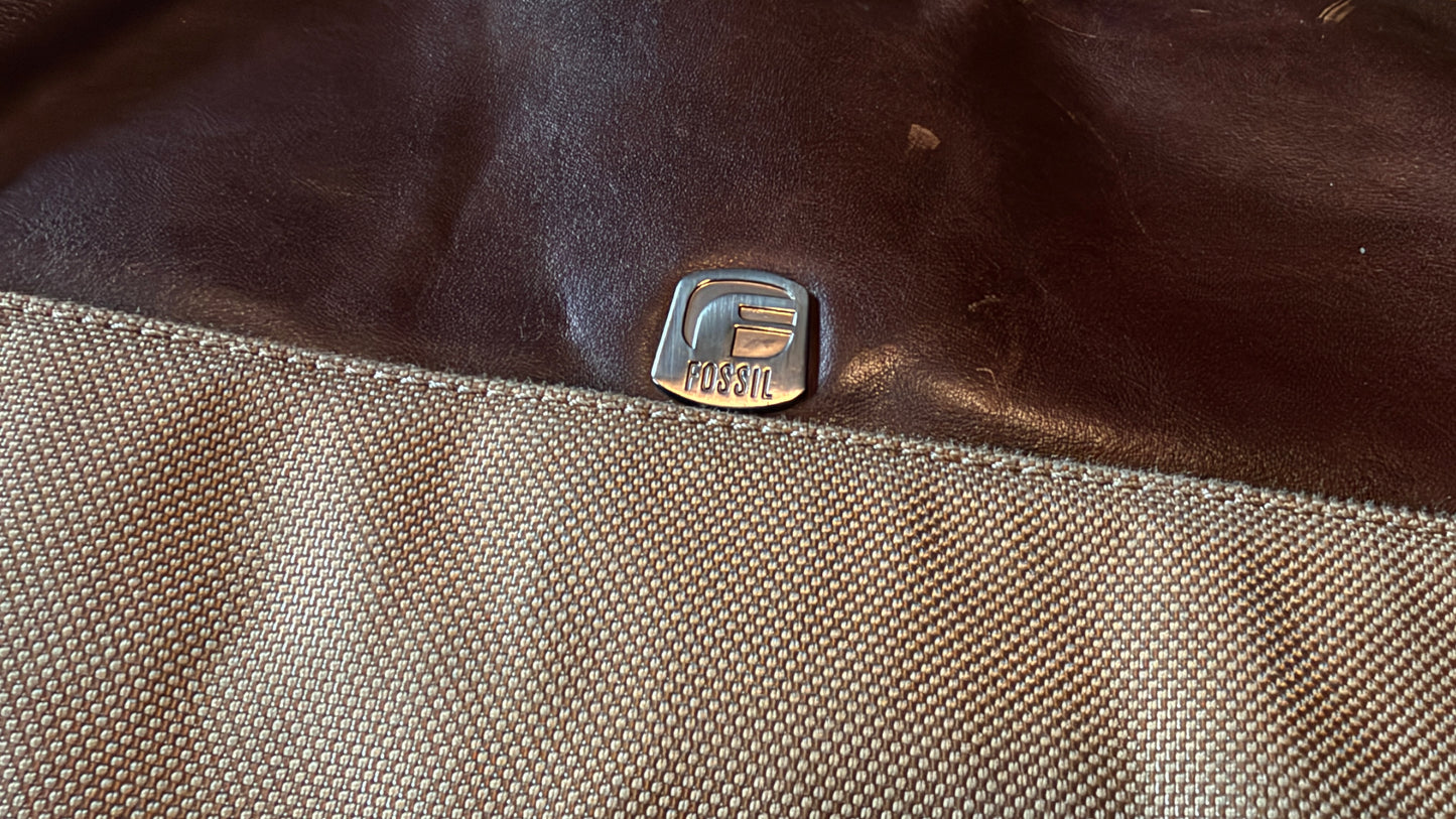 Really Nice Vintage Fossil Briefcase - Leather and Nylon.