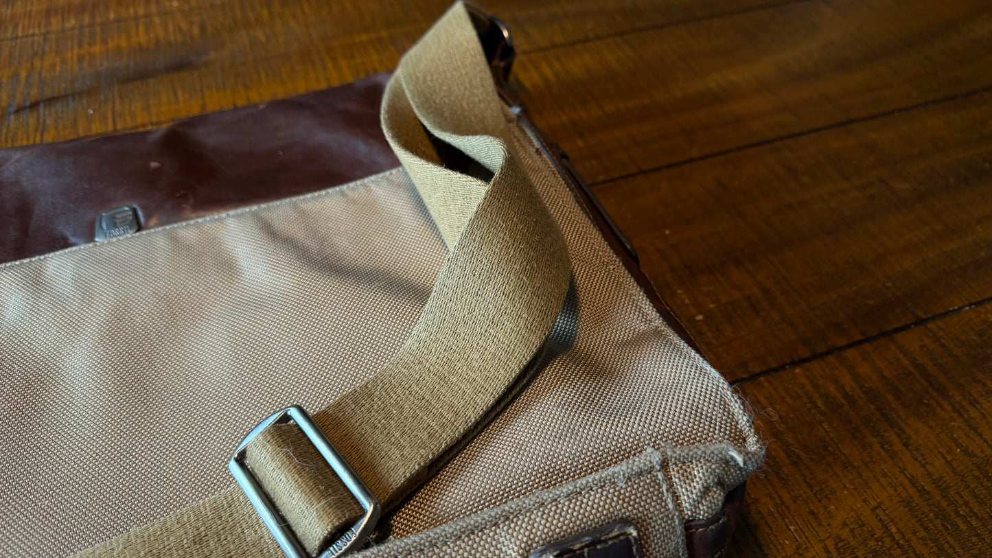 Really Nice Vintage Fossil Briefcase - Leather and Nylon.